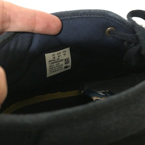 Lacoste Ampthill Canvas Mid Sneakers Lace Up Shoes - Picture 3 of 8